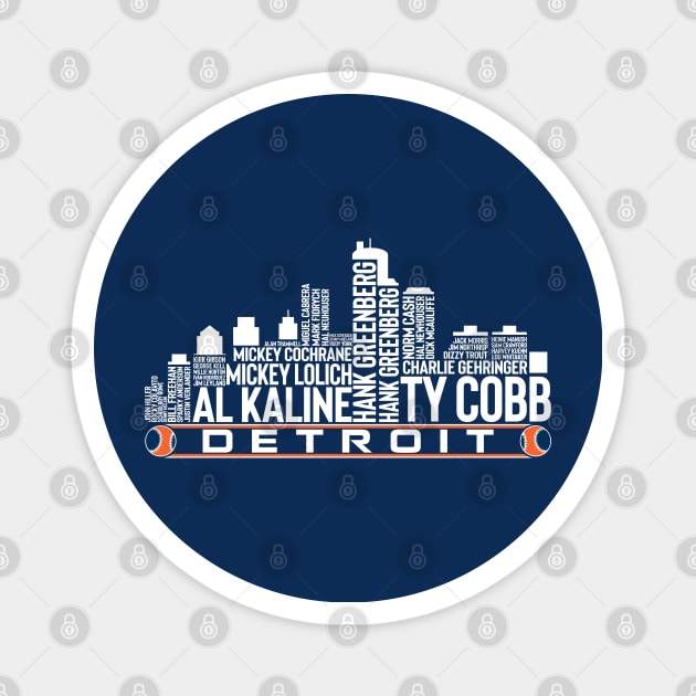 Detroit Baseball Team All Time Legends, Detroit City Skyline Magnet by Legend Skyline